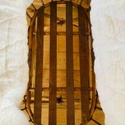 Bamboo, rattan, wicker cradle bassinet from the 1960s with a foldable support.