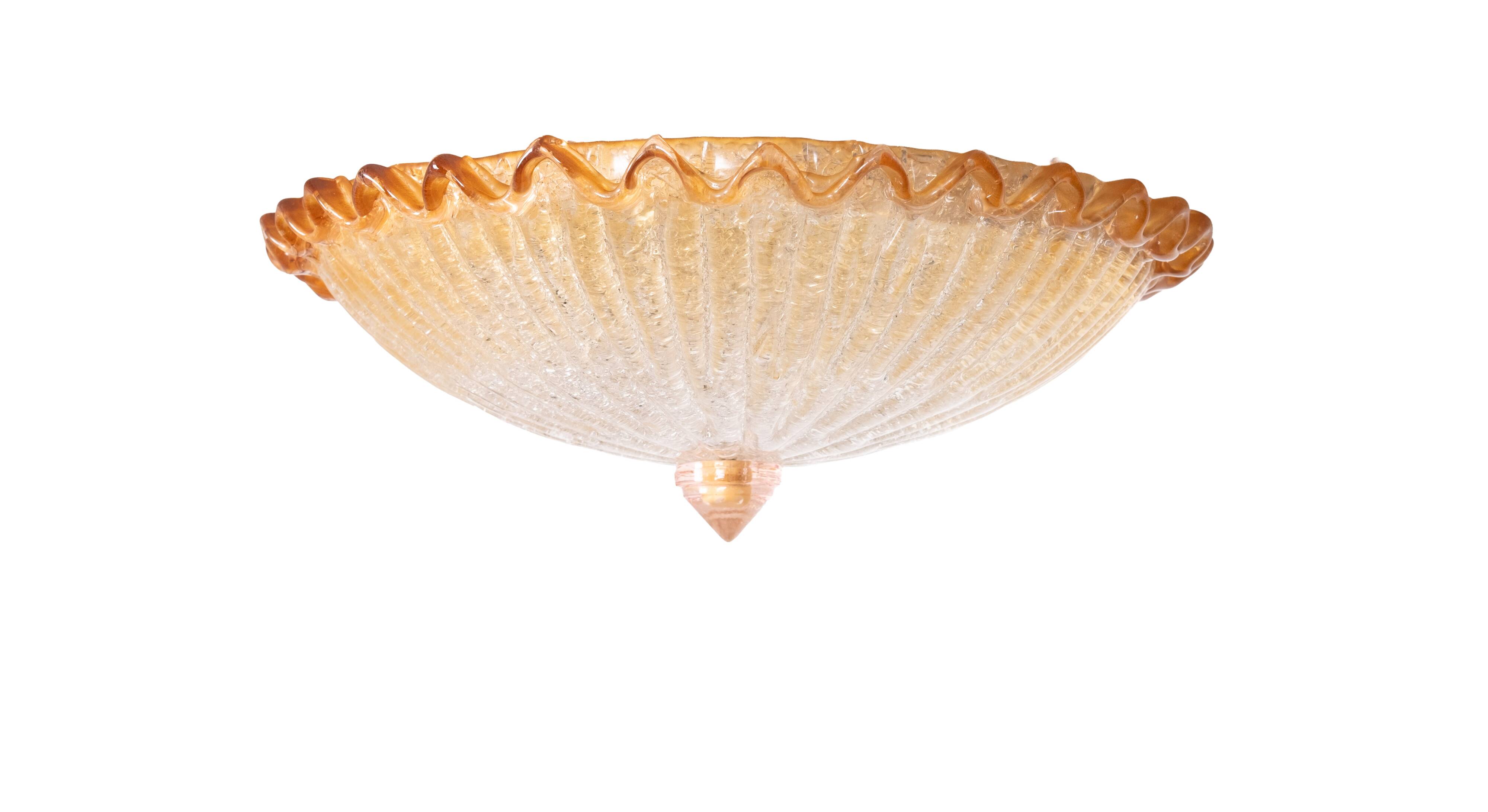 Mid Century Barovier & Toso Attributed Flush Mount Italy