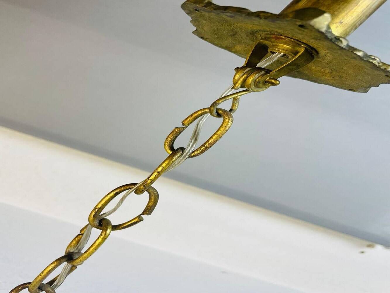 Large Portuguese blue glass crowned chandelier