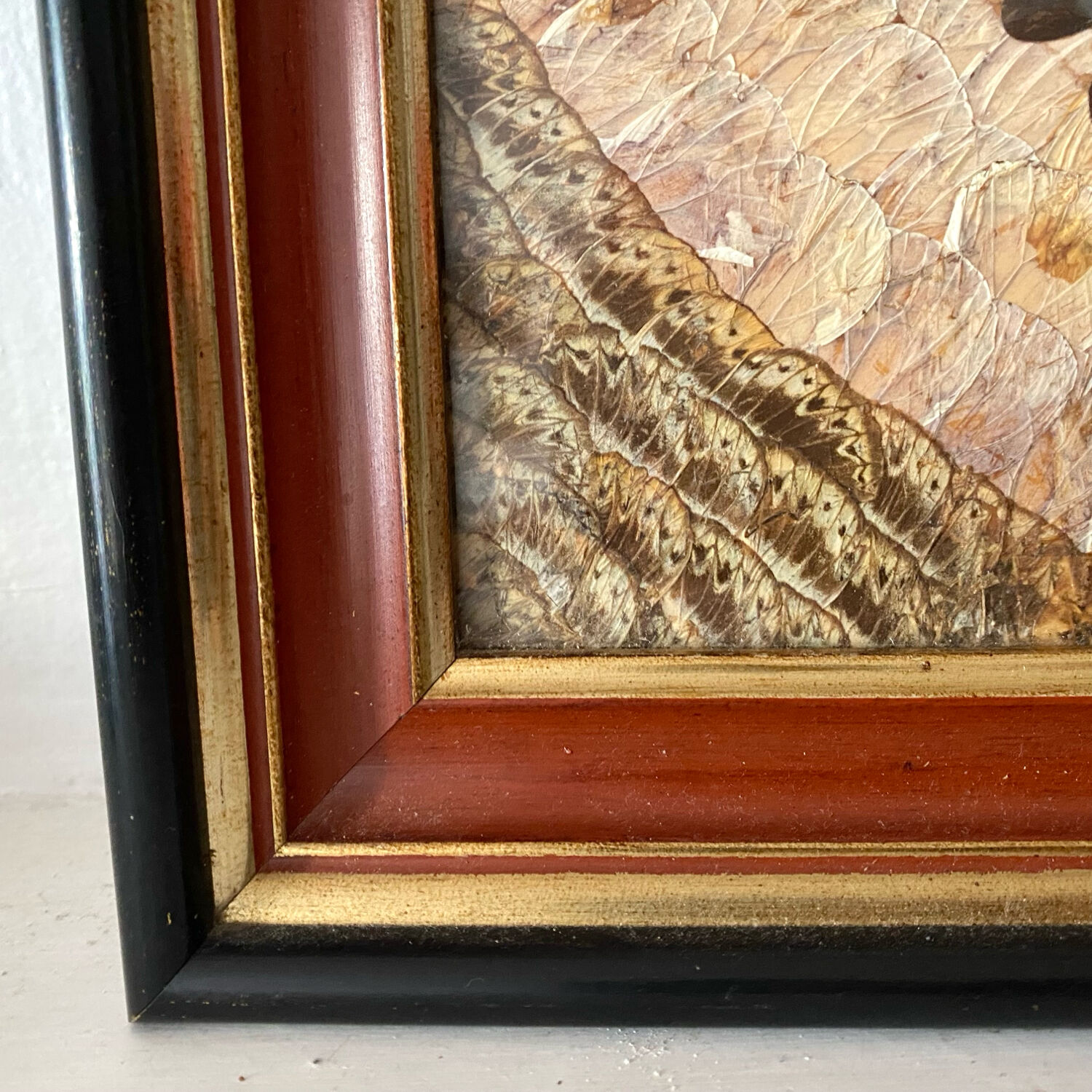 Vintage mosaic frame with butterfly wings