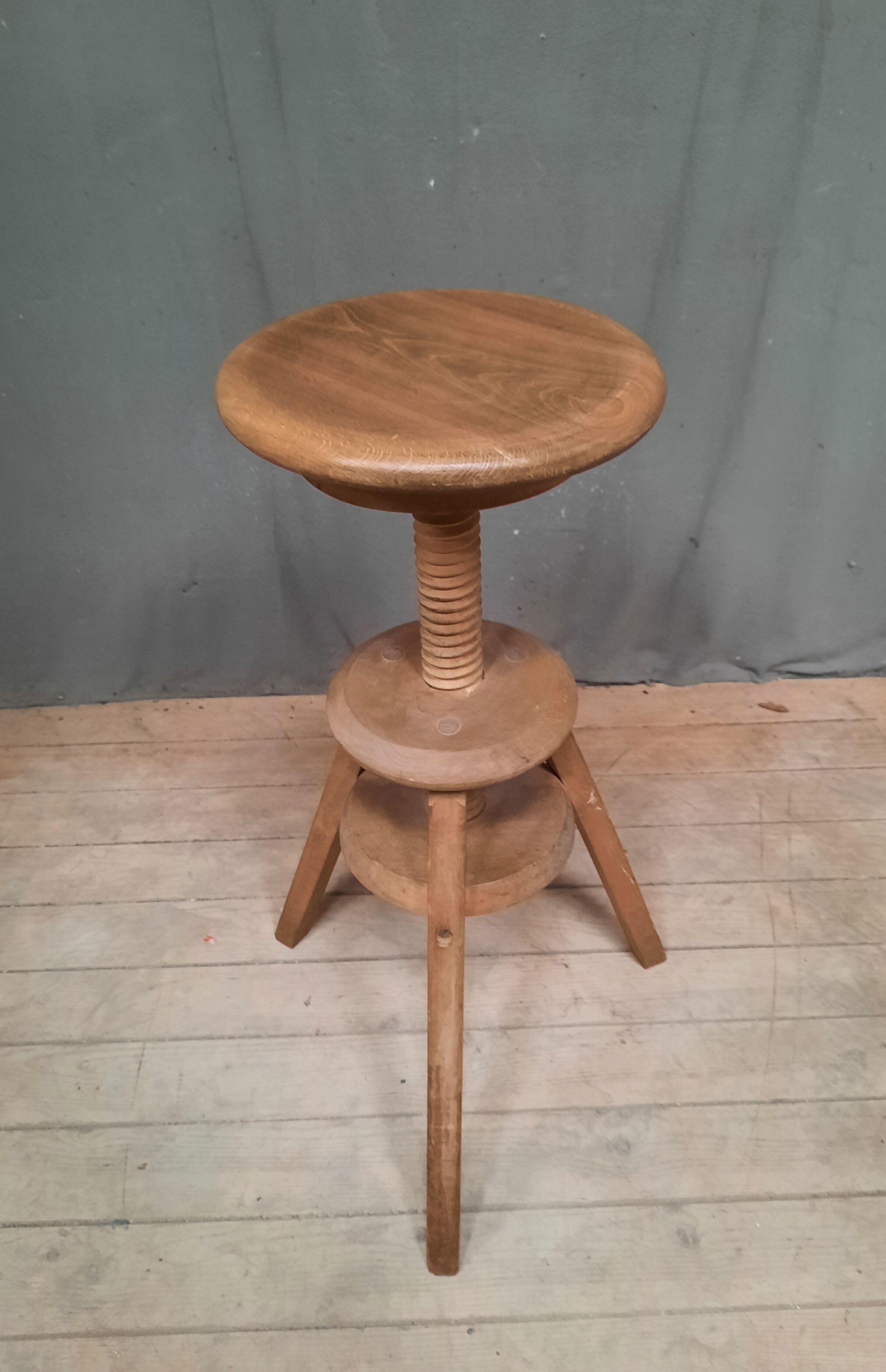 Wooden stool with screws