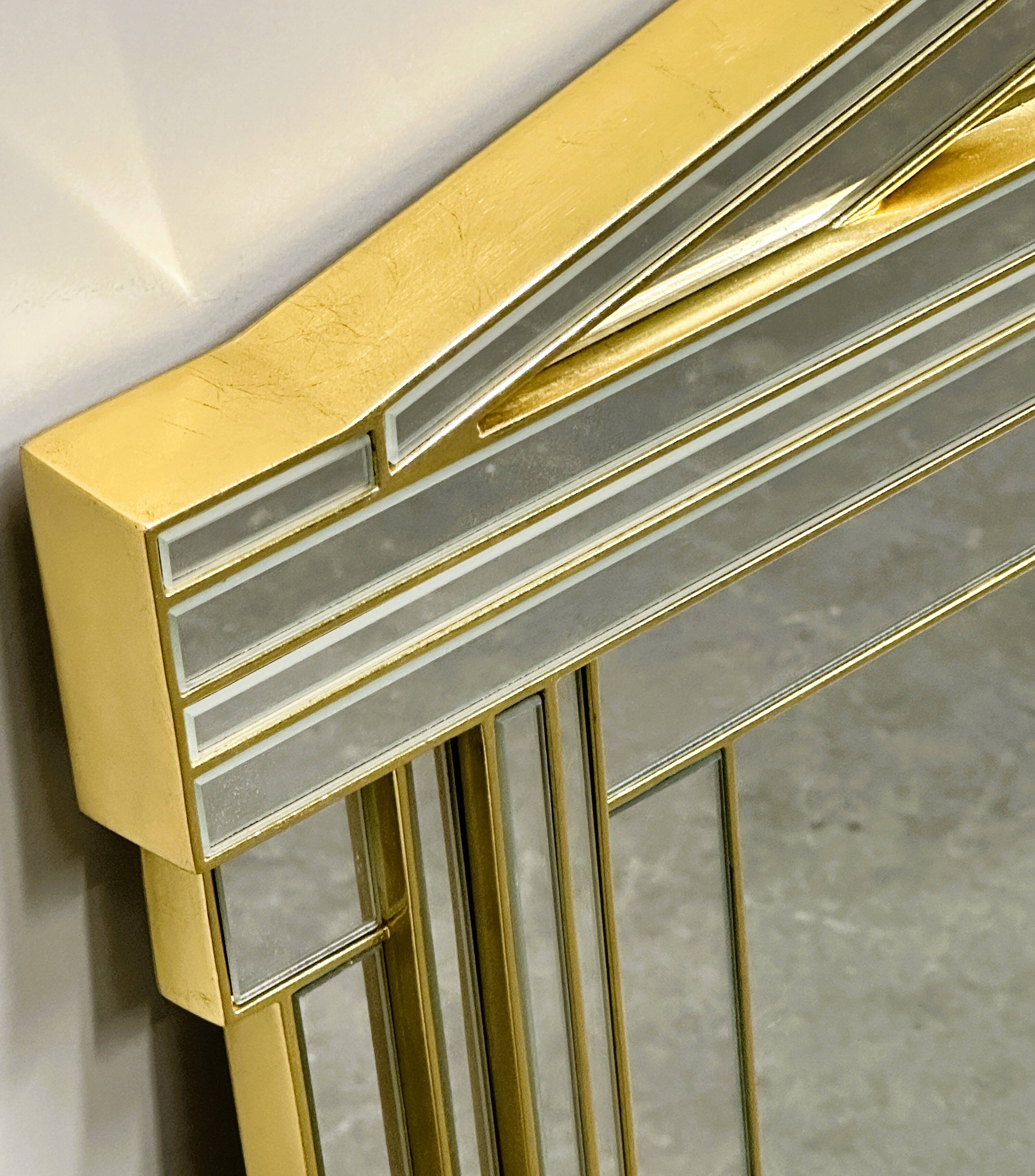 Large Vintage Horizontal Hollywood Regency Mirror by De Knudt, Belgium 1980