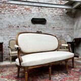 Canapé en bois naturel d’époque Louis XVI XVIIIème siècle