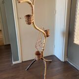Vintage, Mid-Century, Bamboo and Rattan Flower or Plant Stand by Rohe Noordwolde