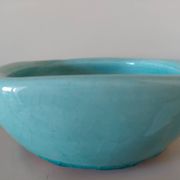 Turquoise cracked ceramic empty pocket signed Keramos, Sèvres circa 1950
