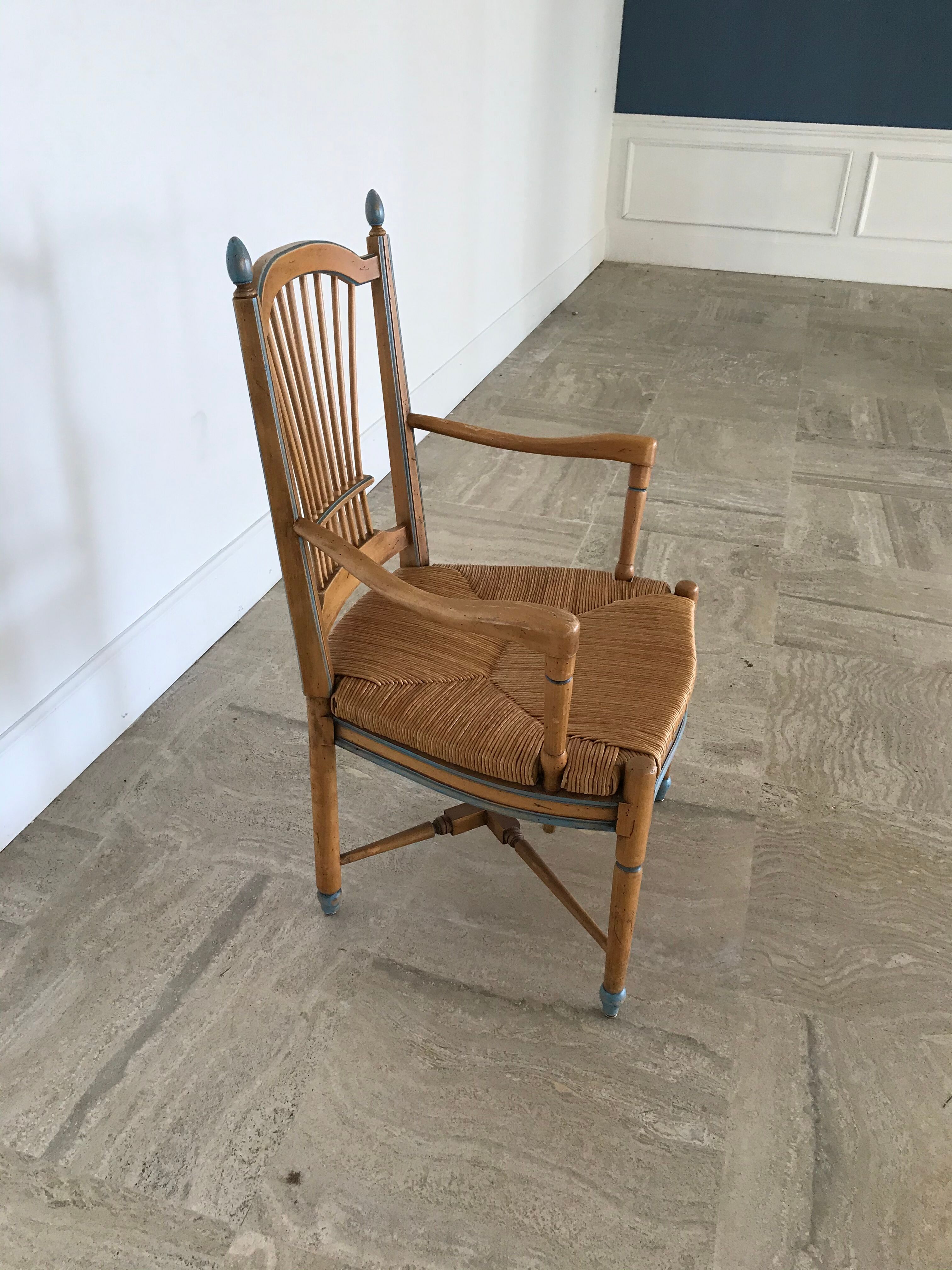Series of six painted wooden Provencal chairs