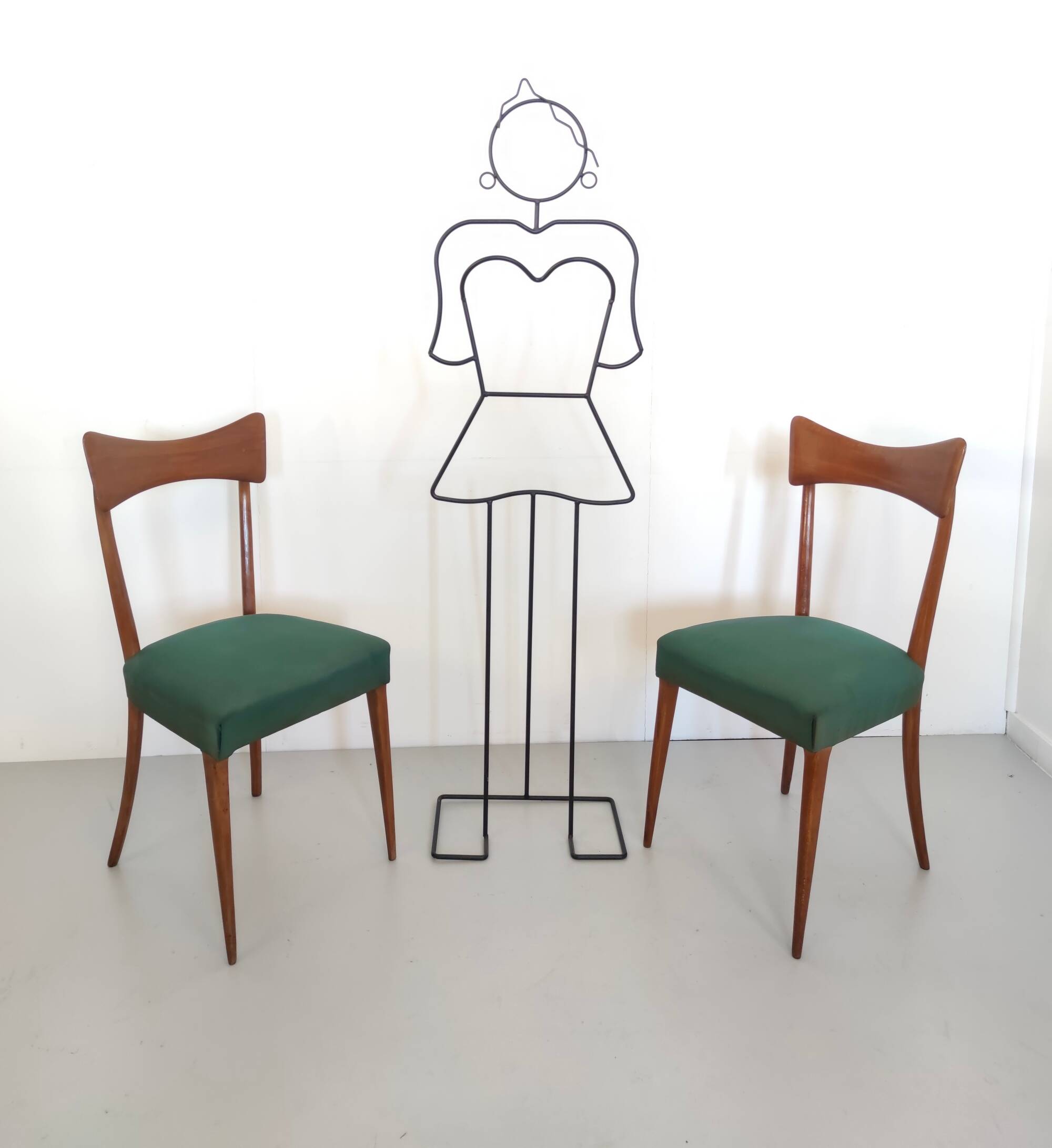 Pair of Green Side Chairs attributed to Ico Parisi for Ariberto Colombo