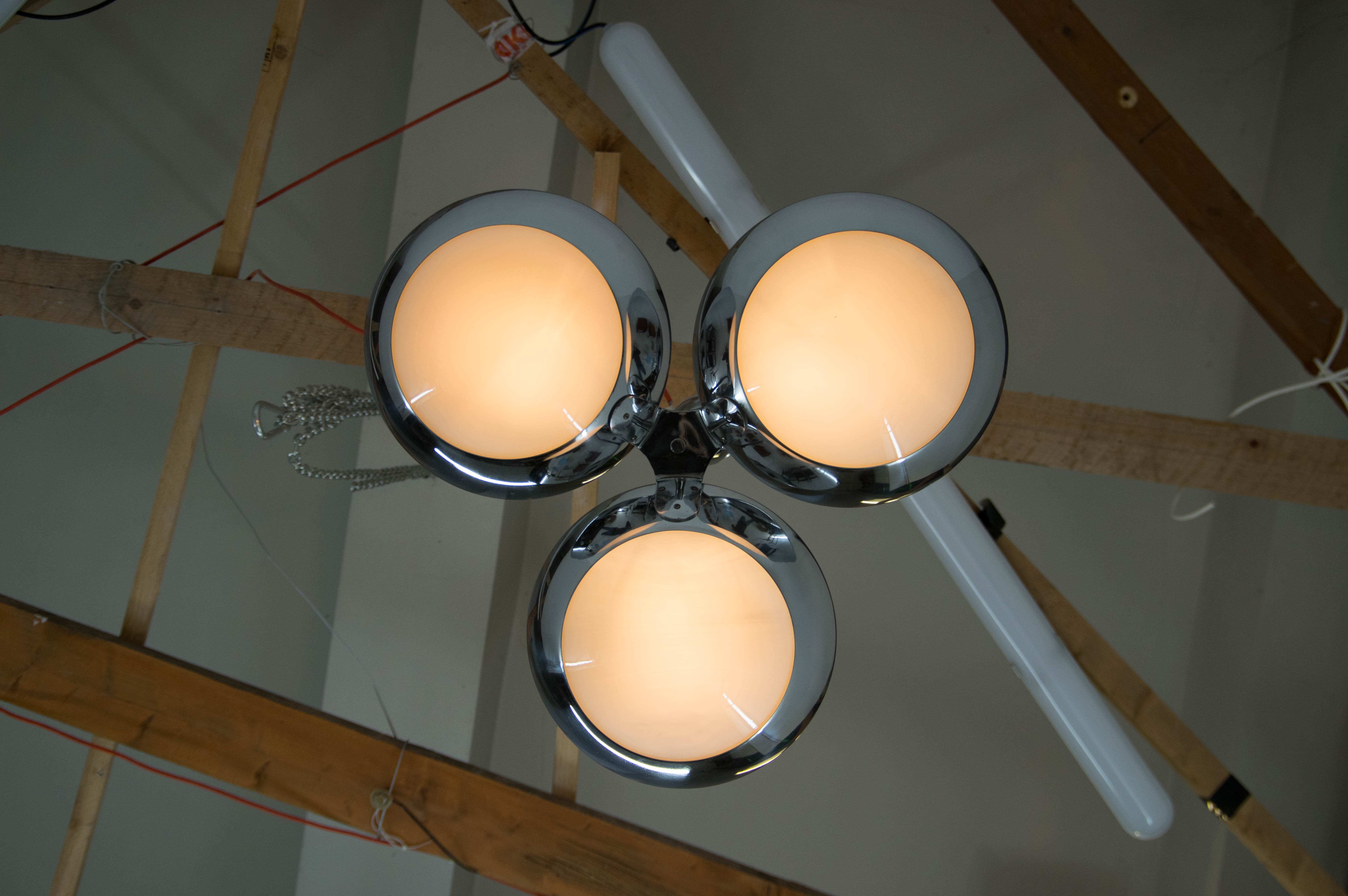 Chrome-Plated Functionalist Chandelier by Zukov, 1940s