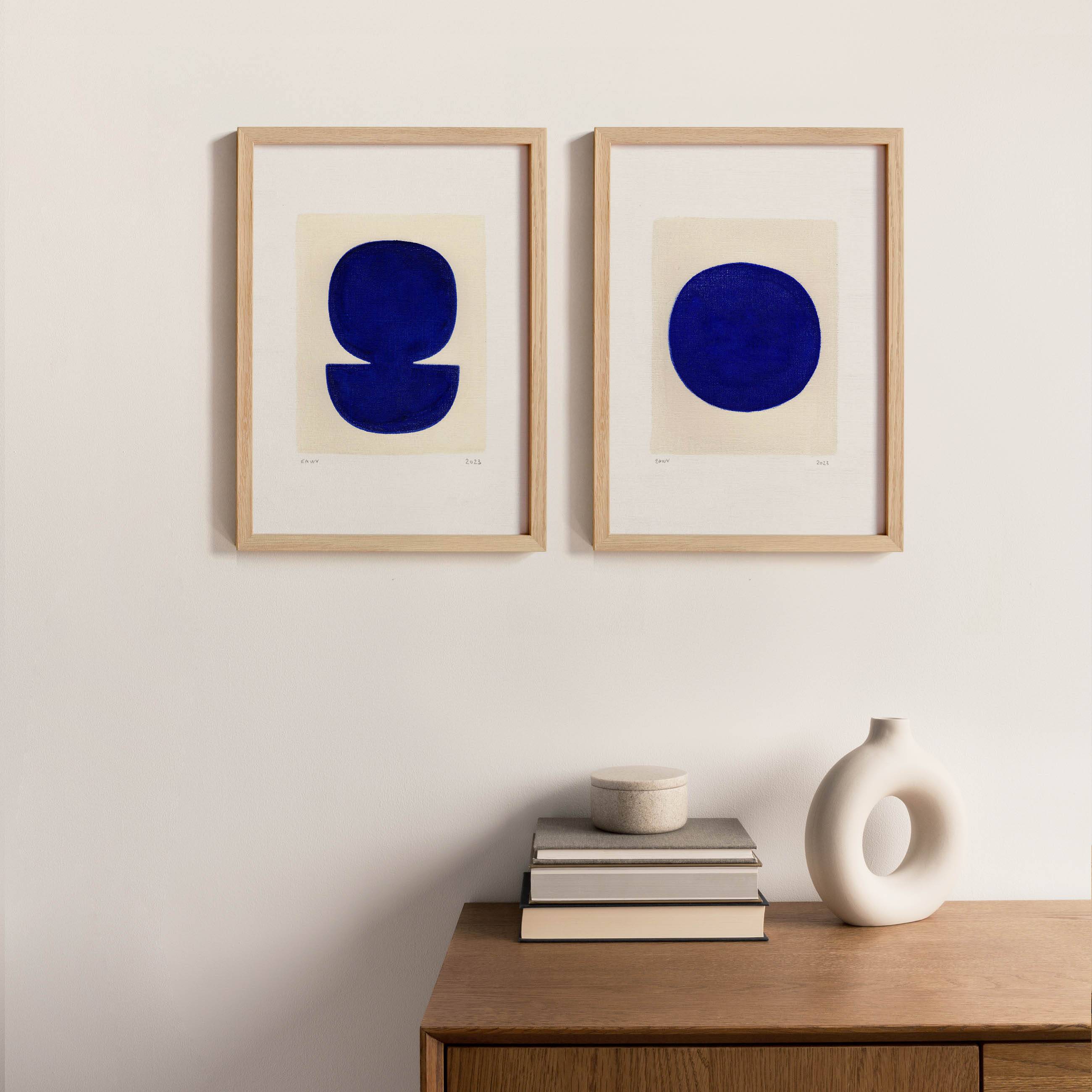 Painting duo on paper - zoé and neo - majorelle blue - signed Eawy