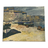 Small painting reproduction of the Port of La Ponche in Saint Tropez