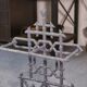 1940s gray enameled cast iron umbrella stand