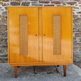 Wardrobe, shelves, rattan, vintage, 60s
