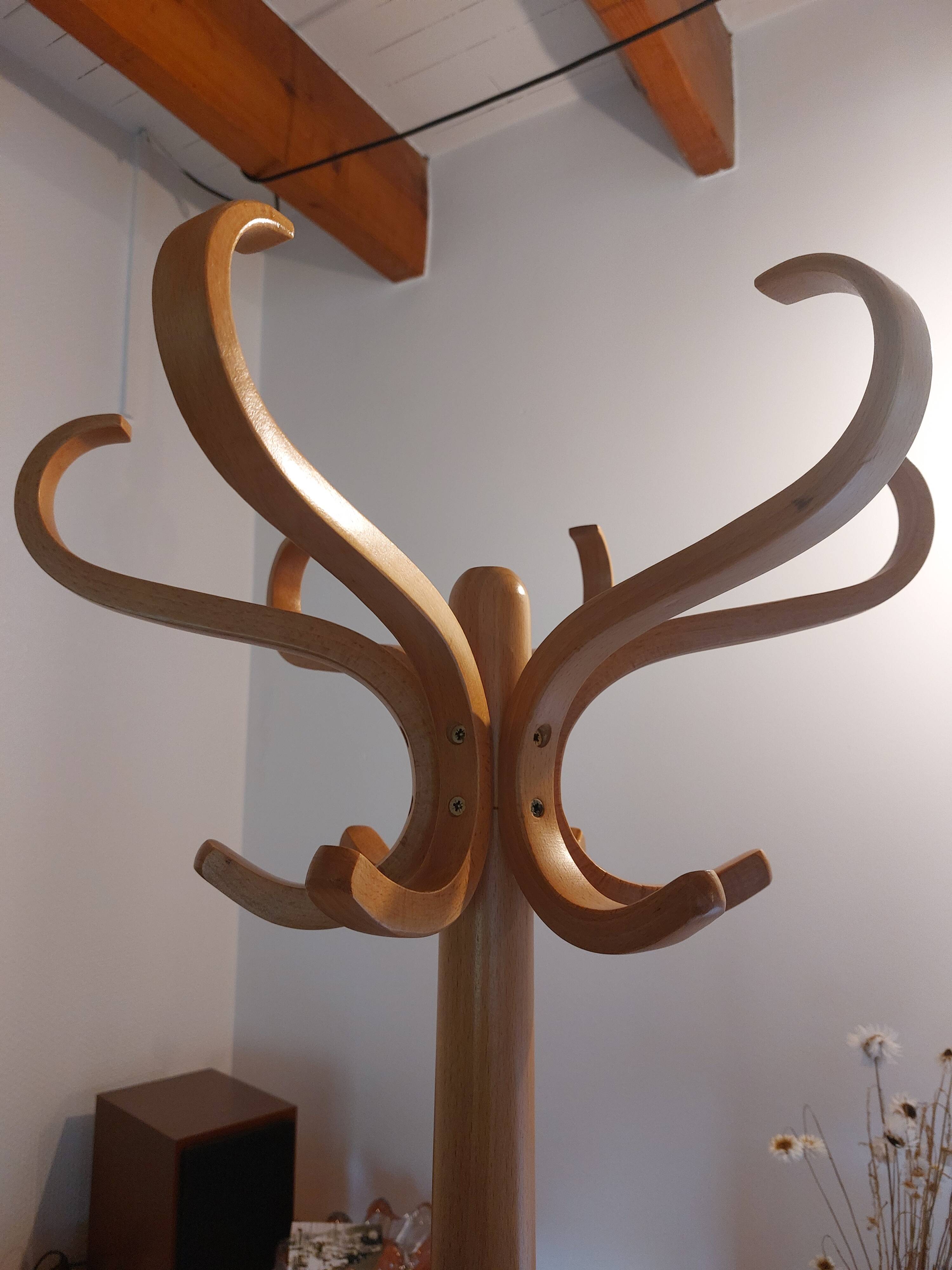 portemanteau perroquet, bois massif clair