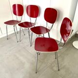 Set of 4 chairs 1960 Formica red perfect condition