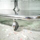 Chrome rolling table and smoked glass