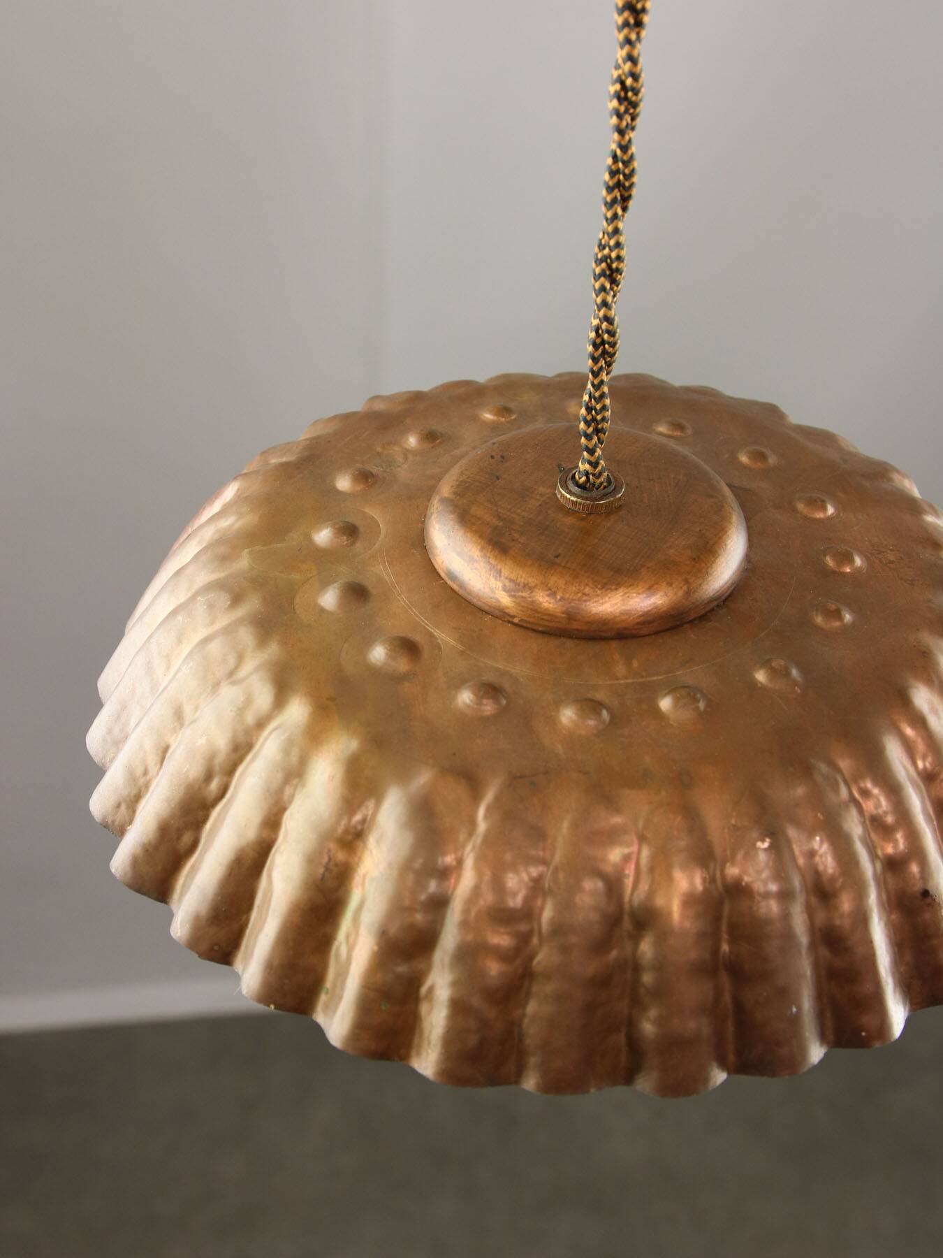 Mid-Century Italian Copper and Opaline Pendant Lamp