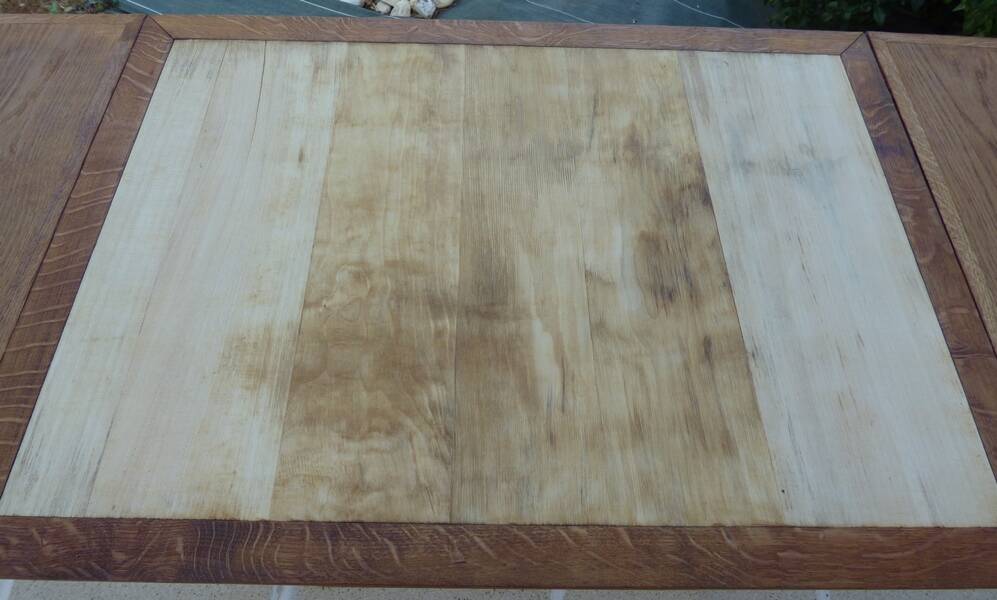 Italian wooden table with 2 extensions from 90 cm to 150 cm, completely restored