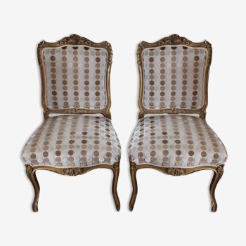 Pair of louis xv chairs, in gilded wood
