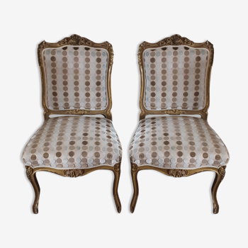 Paire de chaises louis xv, en bois doré