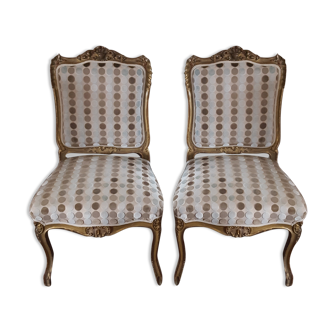 Pair of louis xv chairs, in gilded wood