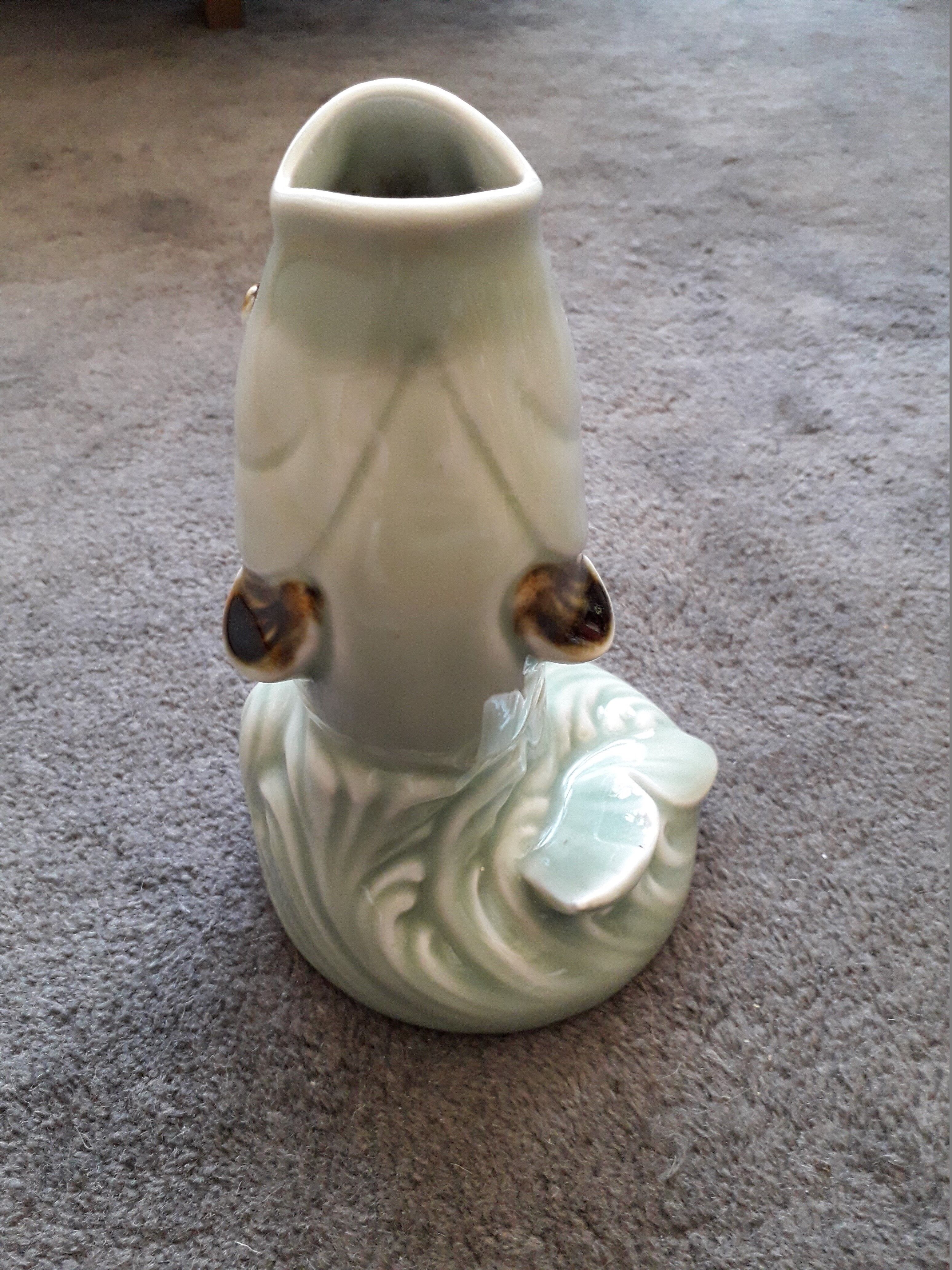 Very original fish vase in ceramic from the 40s