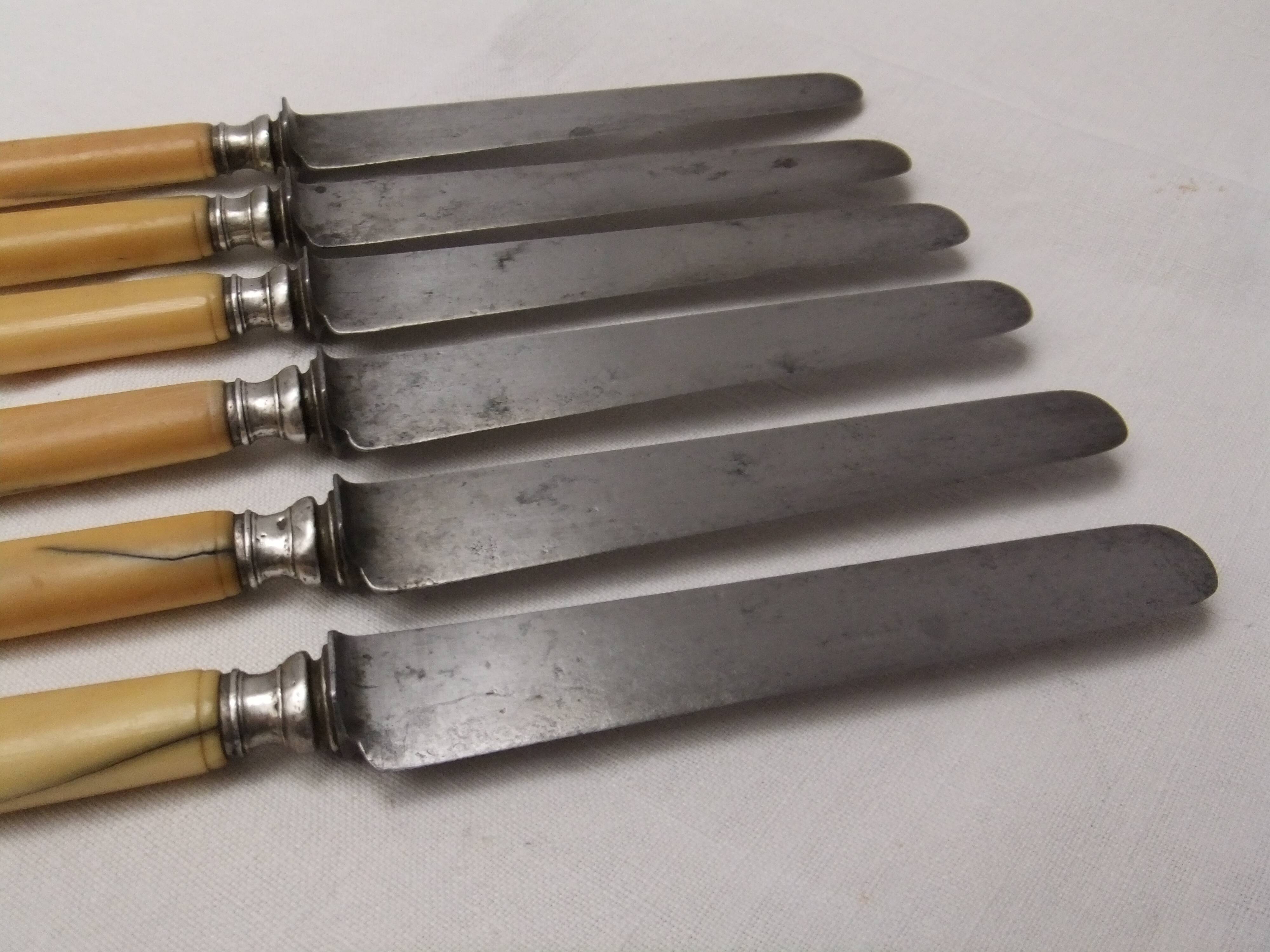 Old cutlery table knives Touron Edme Parisot