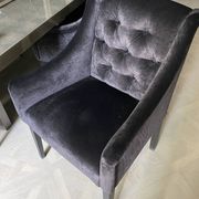 set of 8 upholstered dining chairs in black velvet