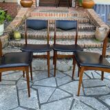 4 Scandinavian black leatherette chairs