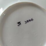 5 hand-painted dessert plates with stylised fruit designs.