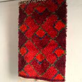 Vintage Swedish Red High Pile Rya Rug