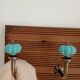 Retro vintage wall coat rack - 4 azure blue ceramic hooks