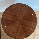 Table bois marqueterie pieds dorés