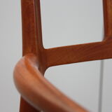 Vintage armchair in teak and black leather - Model 64 - Möller - Denmark '60's