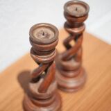 Paire de bougeoir bois torsadé, bougeoir bois, bois sculpté, porte-bougie bois, déco intérieur