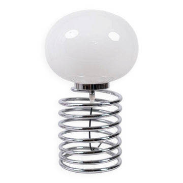 Chrome metal spring lamp in the style of Ingo Maurer, France, 1970s.
