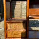 Commode en bois et rotin