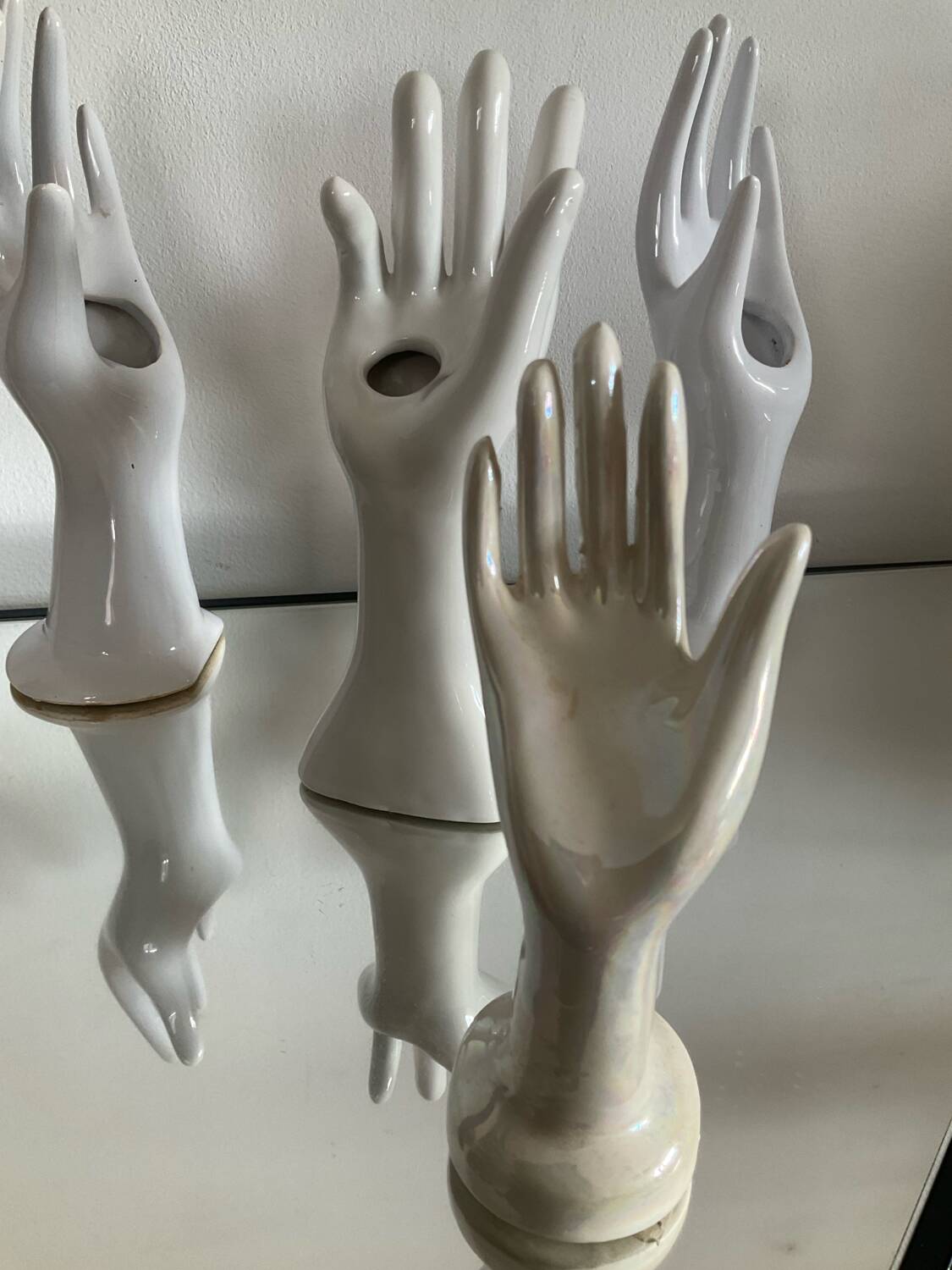 Set of 4 vintage ceramic soliflore hands