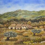 Old painting, Provencal landscape, signed, 60s/70s