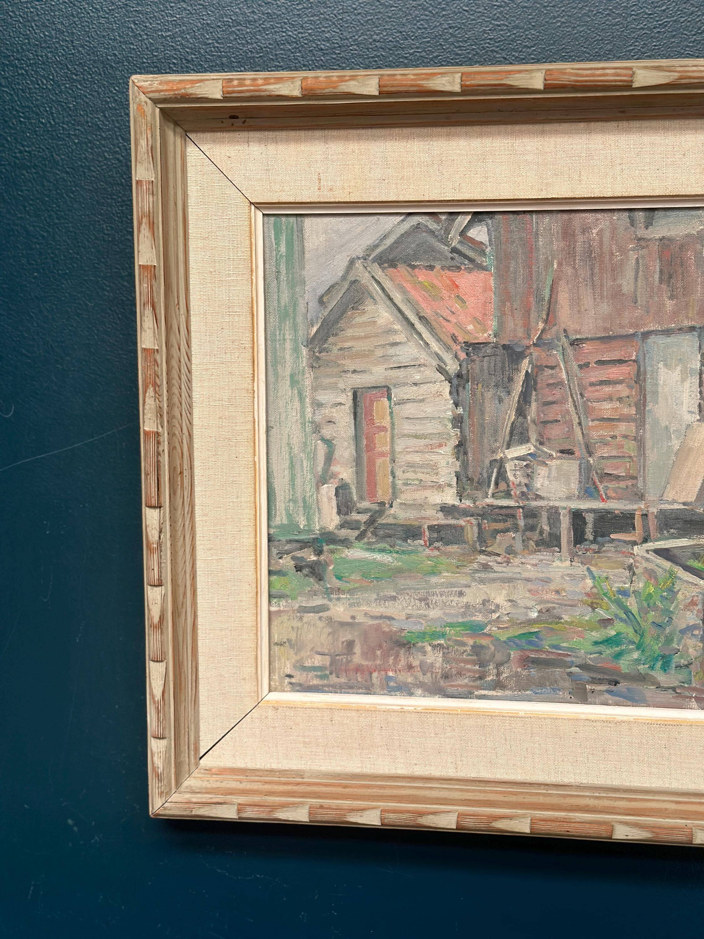 Original Swedish Oil on Canvas – “Gårdsmotiv” by Edvin Ollers – Signed