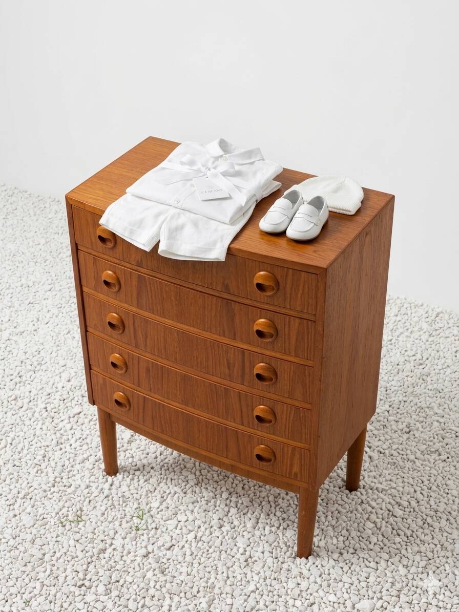 Scandinavian curved teak commode, Kai Kristiansen, 1960