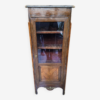 Louis XVI silverware display case with marble marquetry