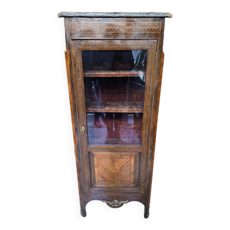 Louis XVI silverware display case with marble marquetry