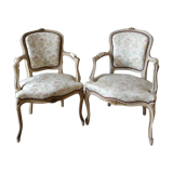 Pair armchairs Louis XV floral convertibles
