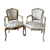 Pair armchairs Louis XV floral convertibles
