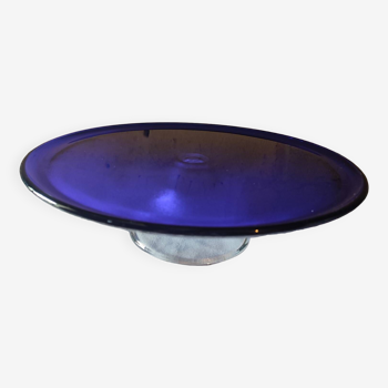 Cobalt Blue Glass Footed Pie Dish