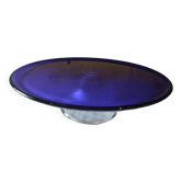 Cobalt Blue Glass Footed Pie Dish
