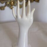 Hand baguier jewelry display or white porcelain vase 70s Vallauris