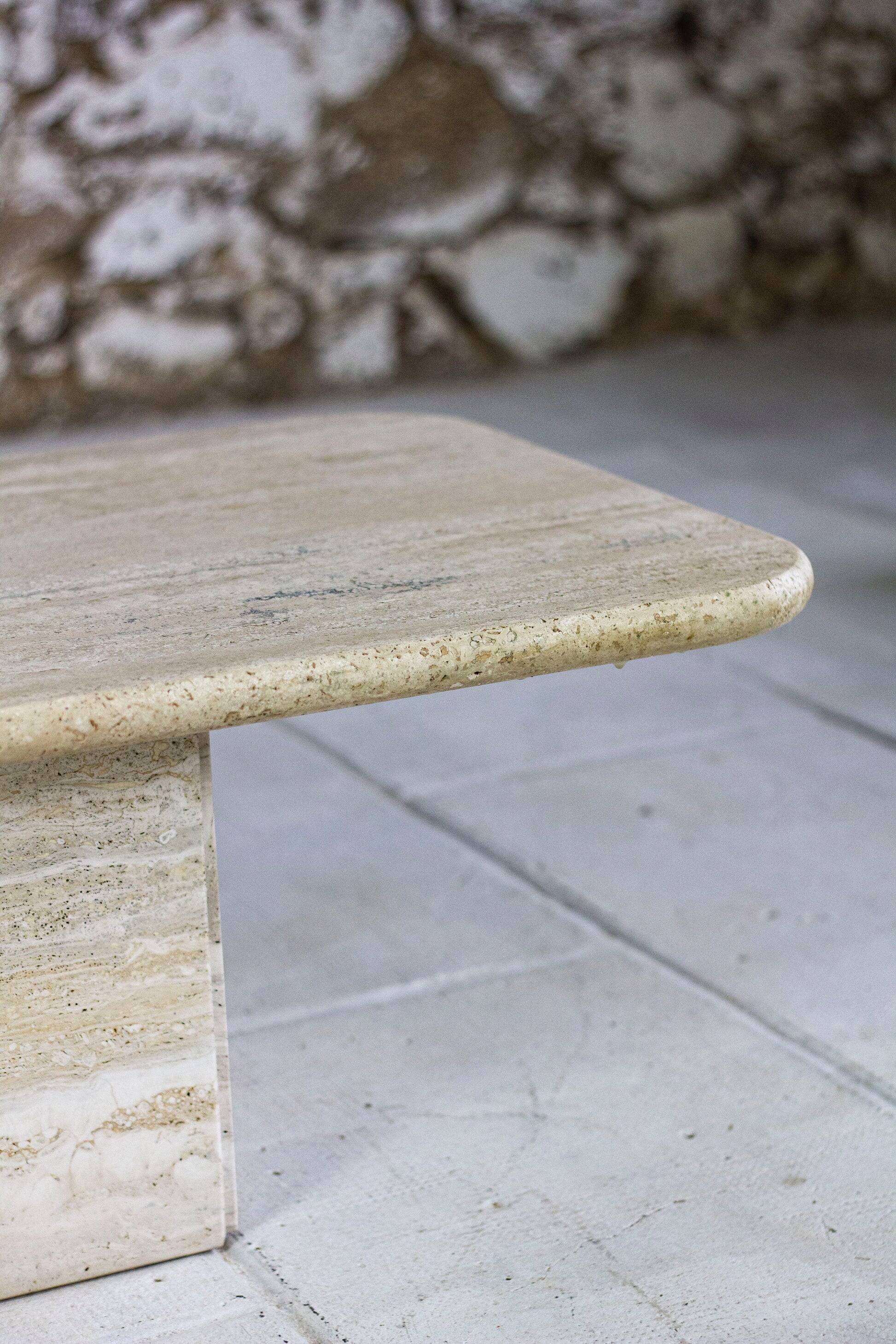 Italian travertine coffee table, 1980