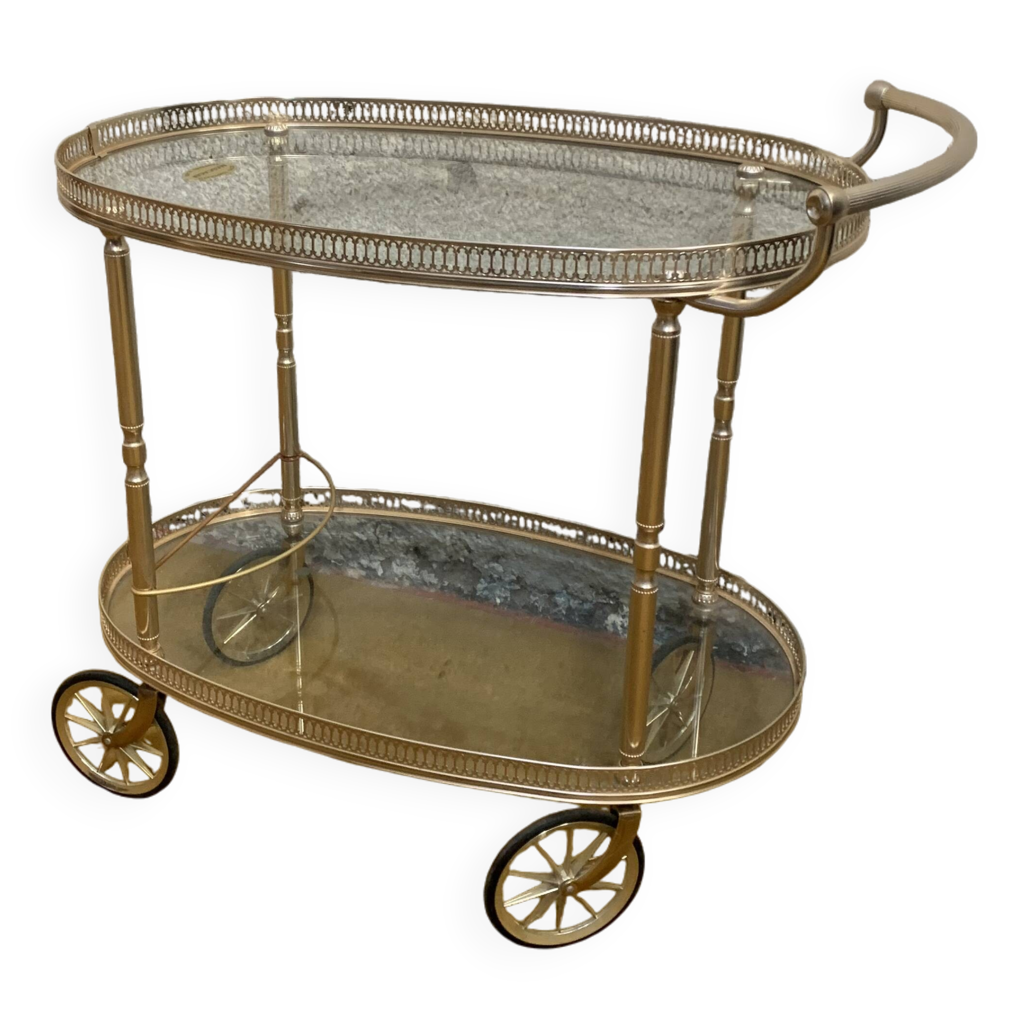 Glass and metal serving trolley, 1960s