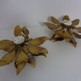 Golden Flower Shape Flushmounts by Hans Kögl, 1970s, Set of 2